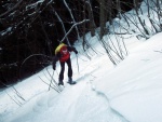 Pár fotek ze Základní kurzu Skialpinismu, Velmi dobré sněhové podmínky (prašánek) prověřili účastníky a jejich lyžařské schopnosti. Lavinové riziko posuzovali všichni za nádherného počasí a tak mráz vydepat jen jednu účastnici... - fotografie 45