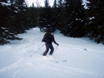 Pár fotek ze Základní kurzu Skialpinismu, Velmi dobré sněhové podmínky (prašánek) prověřili účastníky a jejich lyžařské schopnosti. Lavinové riziko posuzovali všichni za nádherného počasí a tak mráz vydepat jen jednu účastnici... - fotografie 67